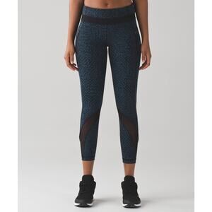 Lululemon Inspire Tight II Shatter Weave Desert Teal Alberta Lake / Black sz 4